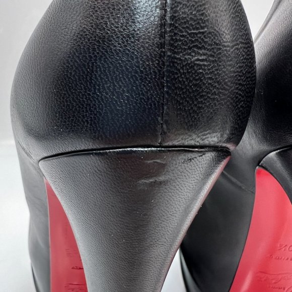 Christian Louboutin Drapesse 160 Black Leather Heels 40.5 - Picture 8 of 11